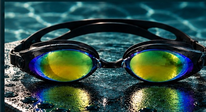 Mirrored lens AquaSight prescription swim goggles
